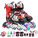 インラインスケート パッド付セットインラインシューズ ローラースケートInline skateプロテクターセット 大人 子供用 ジュニア ローラー人間工学に基づいたデザイン 初心者向け 男女問わず 耐久 通気性 安全 アウトドア 静音 サイズ調整可能 レッドL