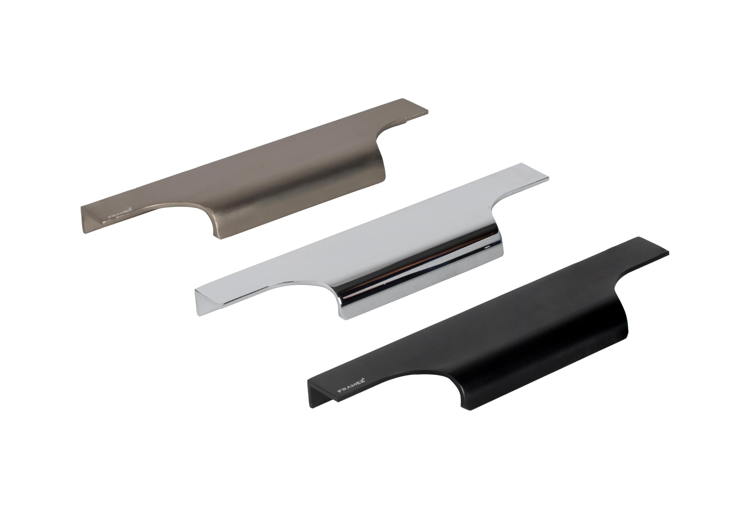 Edge Mount | Profile Handle | Kitchen Bedroom Bathroom | Furniture Cabinet Drawer Pull | Chrome | Black | Silver Satin Nickel | Bespoke (Satin Nickel, L-297MM)