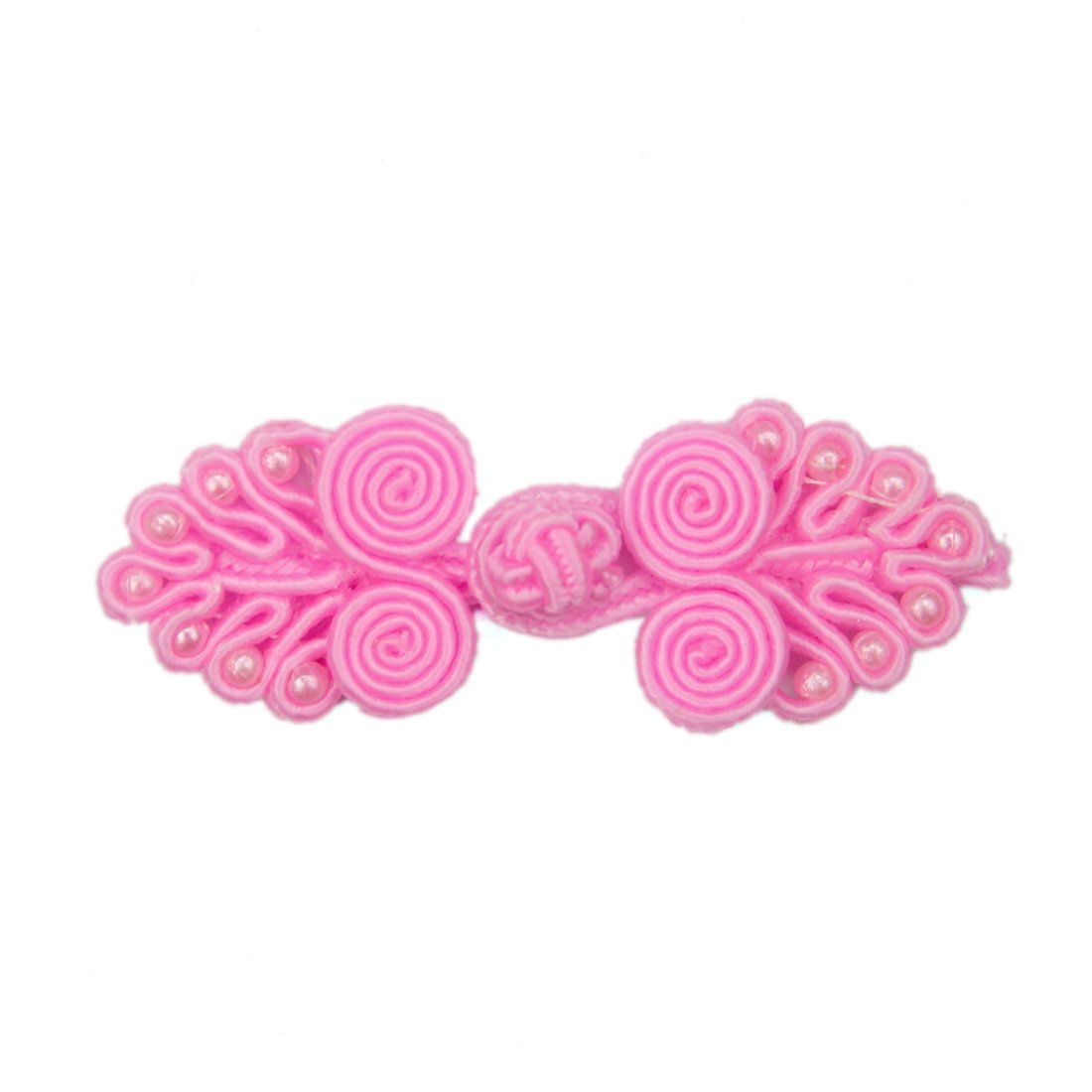 DIY PARK 5 Pair Handmade Solid Beaded Traditional Chinese Frog Closure Knot Button Cheongsam Fastener(Geranium Pink)
