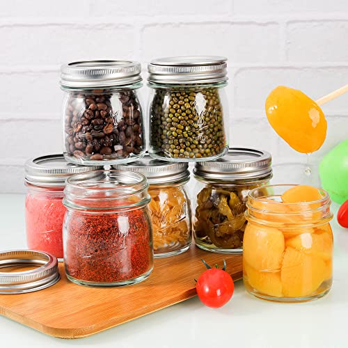 12Pack Mason Jars 8Oz With Airtight Lids And Bands - Regular Mouth Glass Canning Jars, Small Half Pint Mason Jars For Preserving, Pickling, Honey, Jam, Jelly, Kitchen Spice Jars, Diy Gift #TOP2