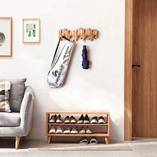 HJW Praktische opbergrek massief hout opknoping entryway plank, wandmontage decoratieve drijvende planken opbergrek voor kleding hoed tas woonkamer display stand 1Huiyang-01020,40 cm - Image 4