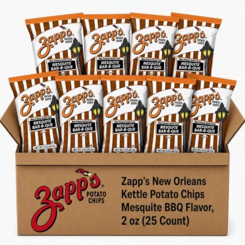 Zapp's New Orleans Kettle-Style Mesquite BBQ Chips, 2 oz Bags (25 Count)