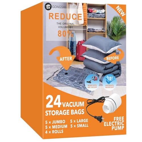 GONGSHI Vacuum Storage Bags, Space Saver Seal Bags For Clothing, Blankets, Comforters, Pil... GONGSHI Vacuum Storage Bags, Space Saver Seal Bags For Clothing, Blankets, Comforters, Pil...