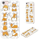 AKORAVO Slim Soft TPU Clear Full Protective Cover for iPhone SE 2022, 8/7, 6S/6 - Anime Cartoon Animal Pet Dog Corgi Paw