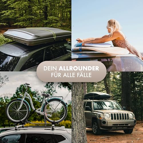 Naturbummler Abschließbarer Spanngurt [4 m] – sicherer Zurrgurt mit eingearbeitetem Stahlseil, Schloss & Schlüssel – Robustes Befestigungsband für Dachbox, Dachzelt, Motorrad & Fahrrad (Schwarz)