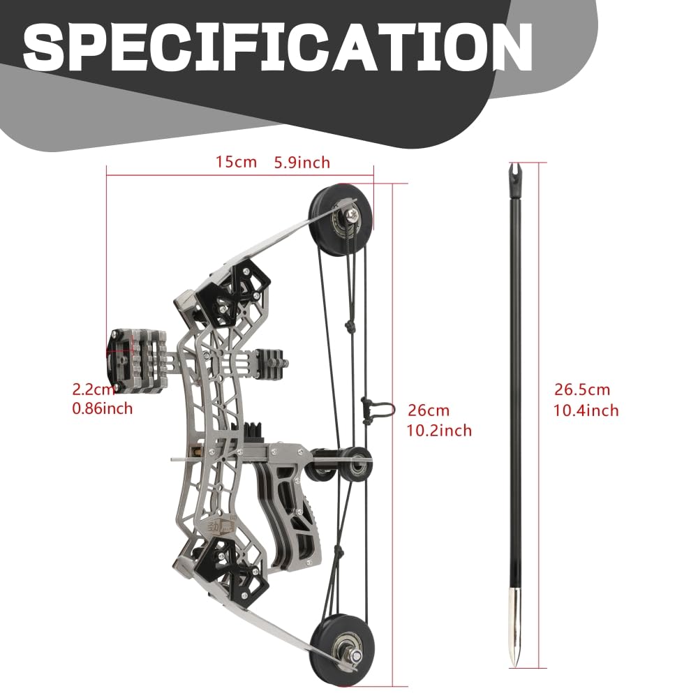 Set arco compound da 10,4" con peso di trazione di 12 libbre Kit per tiro con l'arco con gittata di 40-50 m - Perfetto per il tiro al bersaglio, i giochi di tiro e i regali delle feste