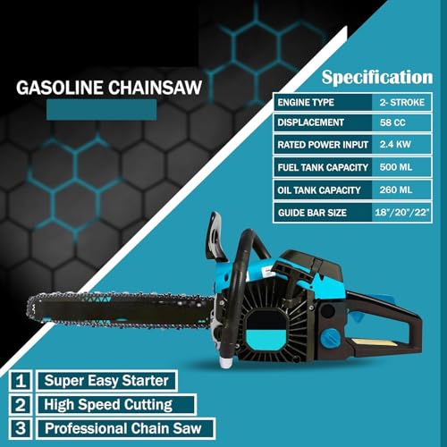 Image of SAURAN 58CC Chainsaw With 22 inch Guide Bar and Chain