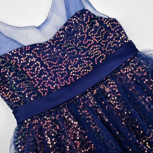 Uhnice Flower Girls Sequin Dress V-Back Tulle Ball Gown for Wedding Party3