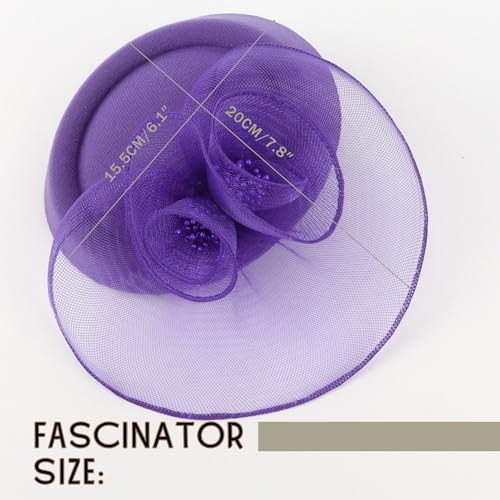 Image of DRESHOW Fascinators Hat Feather Headband Women's Fascinators Tea Party Headwear with Clip Flower Head Band for Girls & Women