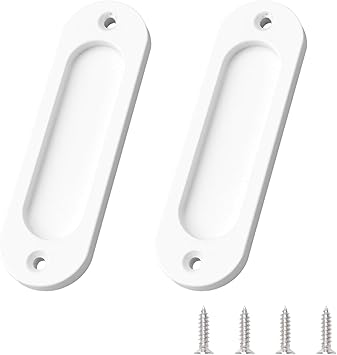 MOROBOR Oval Sliding Door Pulls - 2pc Brushed Gold Flush Mount Handles For Barn Doors & Closets