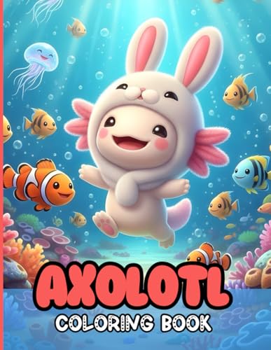 Axolotl Coloring Book: 50 Cute Kawaii Style Illustrations, Activity Book, Perfect for Kids Ages 4-8 image 2