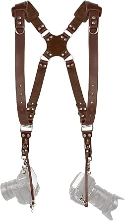 C Coiro Camera Accessories Dual Harness Two Cameras Shoulder Leather Strap Multi Gear Double Camera Accessories DSLR/SLR