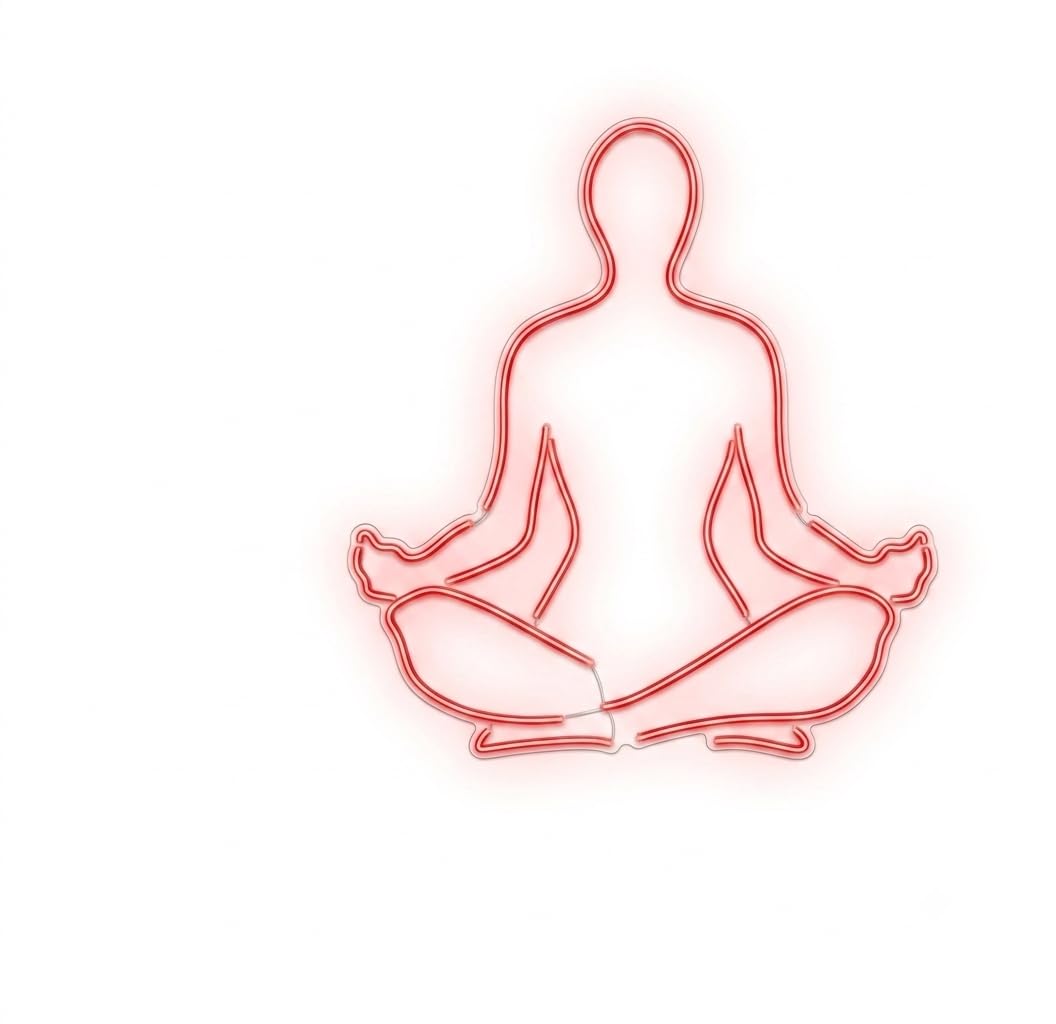 Letrero Neón LED Meditación Yoga, Figura Loto, Color Rojo 50 cm aproximadamente alimentación 12v