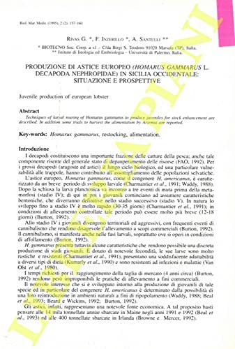 Produzione di astice europeo (Homarus gammarus L. Decapoda nephropidae) in Sicilia occidentale: situazione e prospettive.