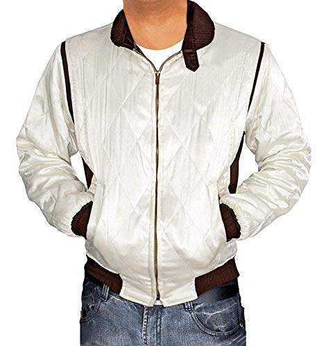 Blingsoul White Satin Bomber Jacket Men | [1800244] Driv White, L #TOP1
