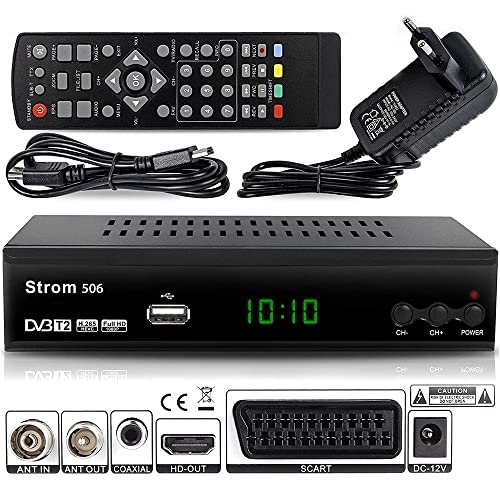 DVB-T2 Receiver hd-line Strom 506 mit HDMI und USB Anschluss