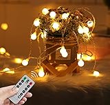 2 Pack Battery Operated String Lights Globe Indoor Outdoor 2X100 LED 2x49 Ft Fairy String Lights Waterproof with Remote Control Timer Dimmer 8 Modes Decoration for Christmas Wedding Party Warm White
