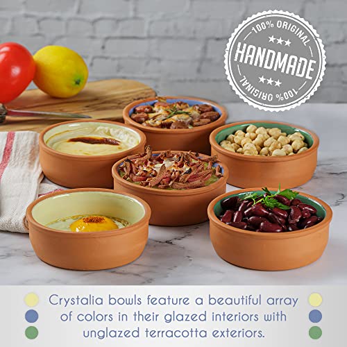 Crystalia Clay Cooking Bowl Set, Handmade Terracotta Cookware, Glazed Serving Pots For Mexican Dishes, Earthenware Pudding Cups, Color Decorative Handcrafted Turkish Pottery Bowls For Food, Set Of 6 #TOP3