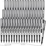 Hotop 100 Pack Rolling Ball Pens Black Fine Point Gel Ink Pens Quick Dry Smooth Writing Pens 0.5mm Liquid Ball Point Ink Pen for Writing Journaling Taking Notes School Office Supplies
