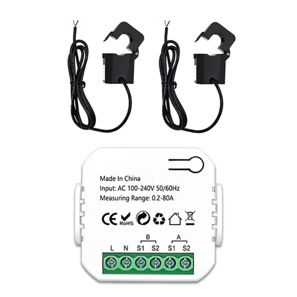 Compteur D'énergie ZigBee 2 Canaux Bidirectionnel avec Capteur de Courant Tuya Smart Moniteur Puissance 80A 110 V/240 V Passerelle Requis