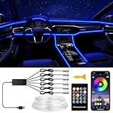 SAMGCHI Interior Car LED Strip Lights, RGB 6 in 1 Ambient Lighting Kits with 315 inches Fiber Optic, 16 Million Colors Music Sync USB Car Interior Lights with Wireless APP/Button/RF Remote Control