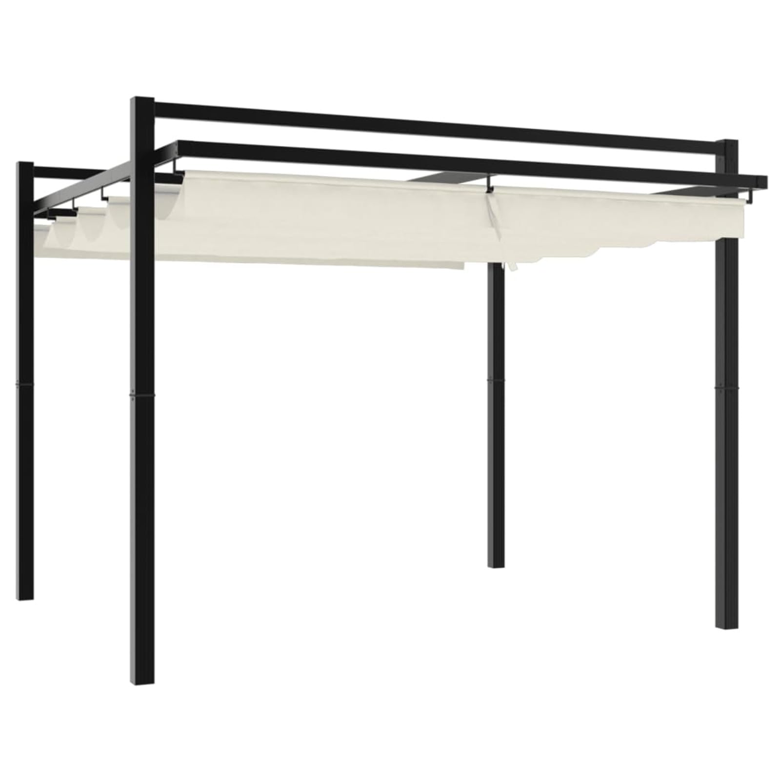 IKAYAA Pérgola de Jardín con Techo Retráctil, Pérgola de Aluminio 3x3 m, Cenador para Jardín, Poliéster Resistente al Agua y a UV para Patio Terraza Exterior Crema