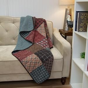 Donna Sharp Appalachia Plaid Cotton Quilted Throw Blanket is 50" x 60" - Machine Washable - Perfect for Rustic Decor Donna Sharp Appalachia Plaid Cotton Quilted Throw Blanket is 50 x 60 Machine Washable Perfect for Rustic Decor