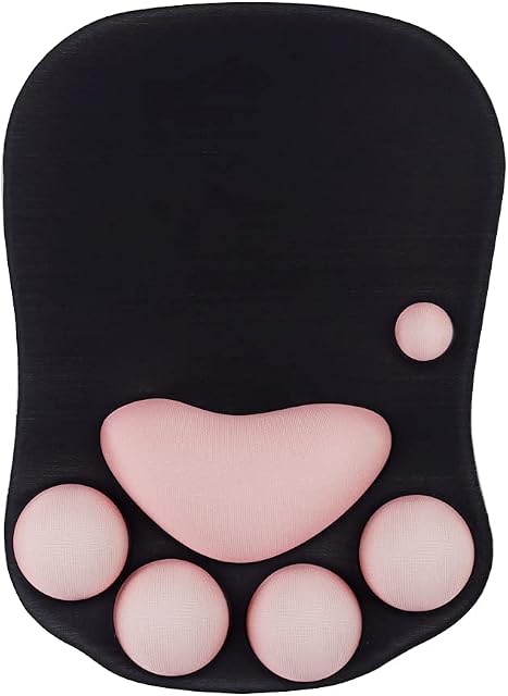 Cat Paw Mouse Pad with Wrist Support,Portable Ergonomic Anti-Slip Gaming Mouse Mat for Relief Wrist Pain (10.7X7.7X1.1inch)