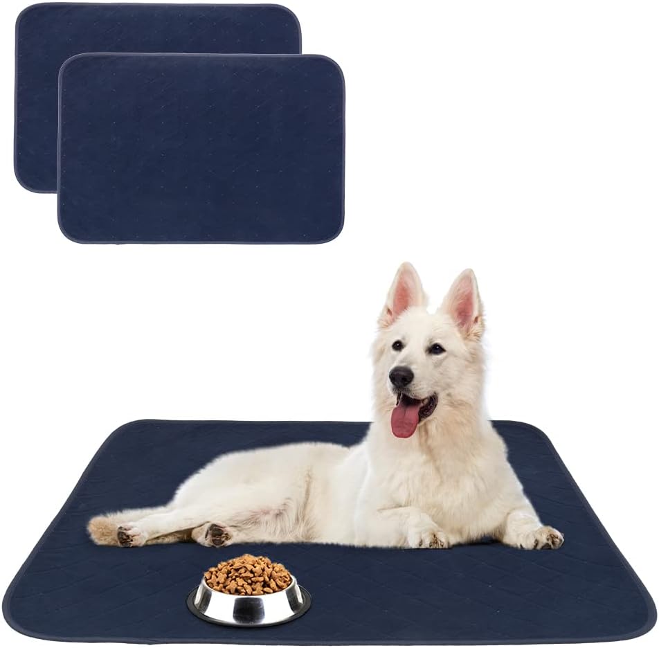 KOOLTAIL Waterproof Dog Food Mat Non-Slip 2 Pack - Absorbent Dog Bowl Mat Large Dogs Feeding Mat Washable Puppy Pee Pads for Dogs Doggy Cats Reusable