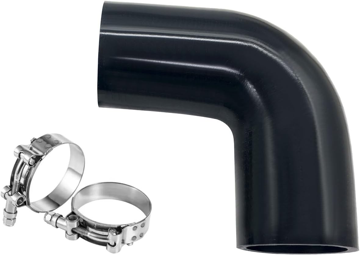 YSIL 4" 90 Degree Elbow Silicone Coupler Hose 4-Ply Reinforced Turbo Intercooler Intake Piping with T-Bolt Clamps 5MM Thickness
