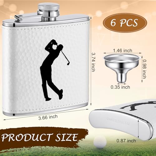 Teecyhooo 6 Pcs Leather Golf Flasks