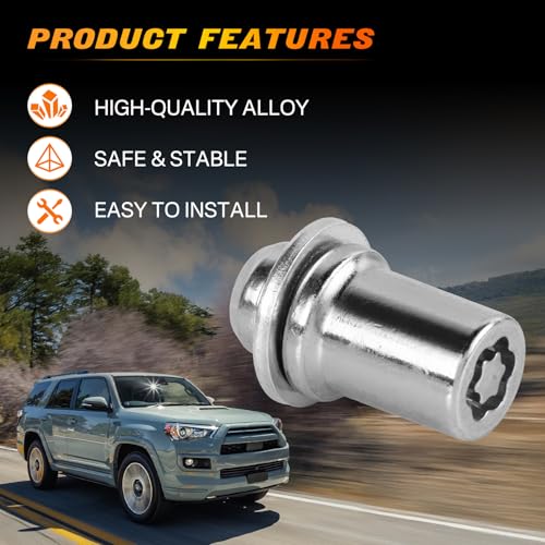 Image of 00276-00901 Chrome Locking Lug Nuts M12 x 1.5 4 Pcs Compatible with 2005-2024 Toyota 4Runner Corolla Cruiser Highlander Matrix Sequoia Solara Tacoma Lexus GX460 GX470 RX330 SC430 27600901
