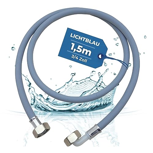Lichtblau Manguera de entrada para lavadora y lavavajillas 2984, tamaño 1,5 m, manguera de agua con rosca de metal, ángulo de 3/4 pulgadas/recta, incluye junta, uso universal, fabricante independiente