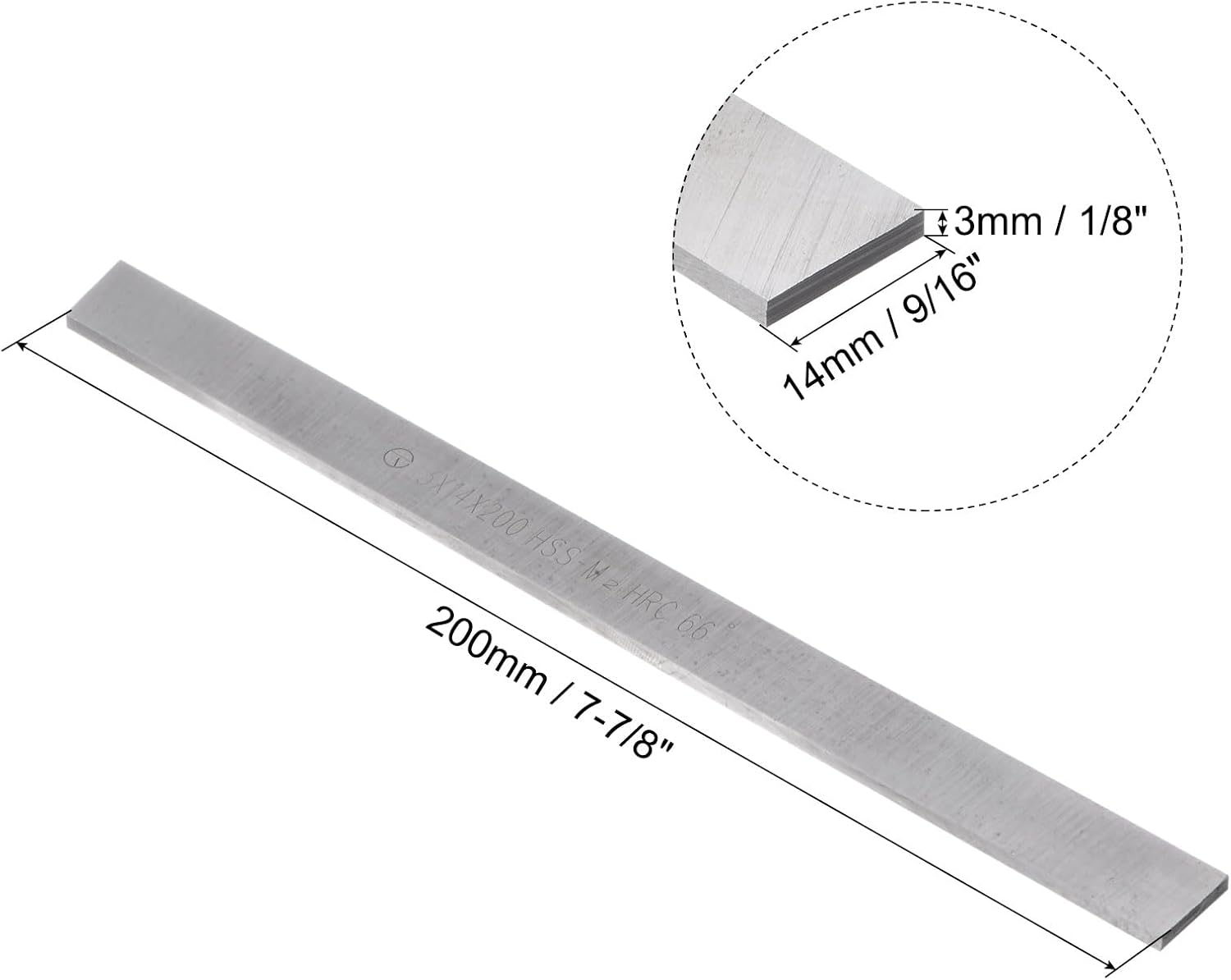 uxcell Square Lathe Tool Bit Blank 3mm x 14mm x 200mm (1/8" x 9/16" x 7-7/8") M2 HSS (High Speed Steel) Lathe Turning Tool Milling Blanks Rectangular Fly Cutter Mill Blank