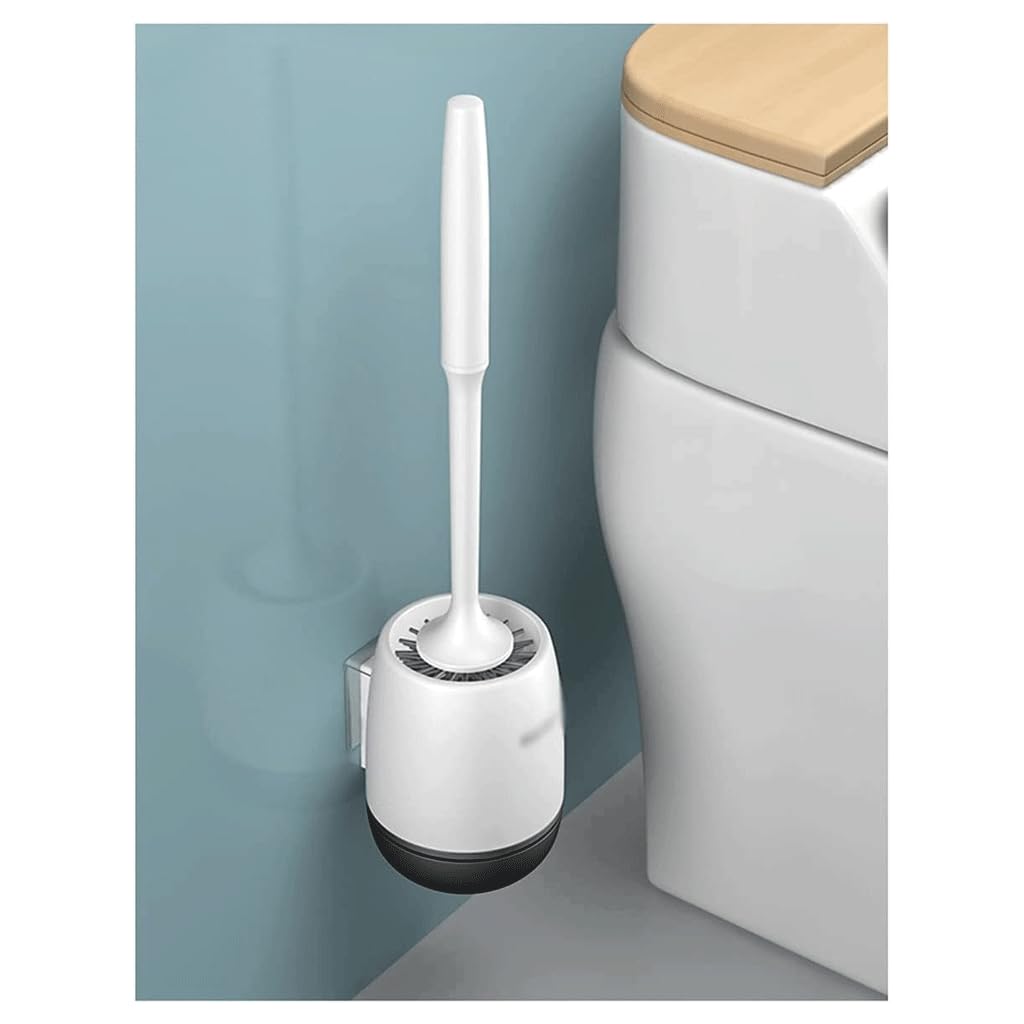 escobilla WC Cepillo de Inodoro montado en la Pared Mango Largo Cerdas de Silicona Cepillo de Inodoro Cepillo de Limpieza de Inodoro Compacto Limpiador de Inodoro doméstico Eficiente