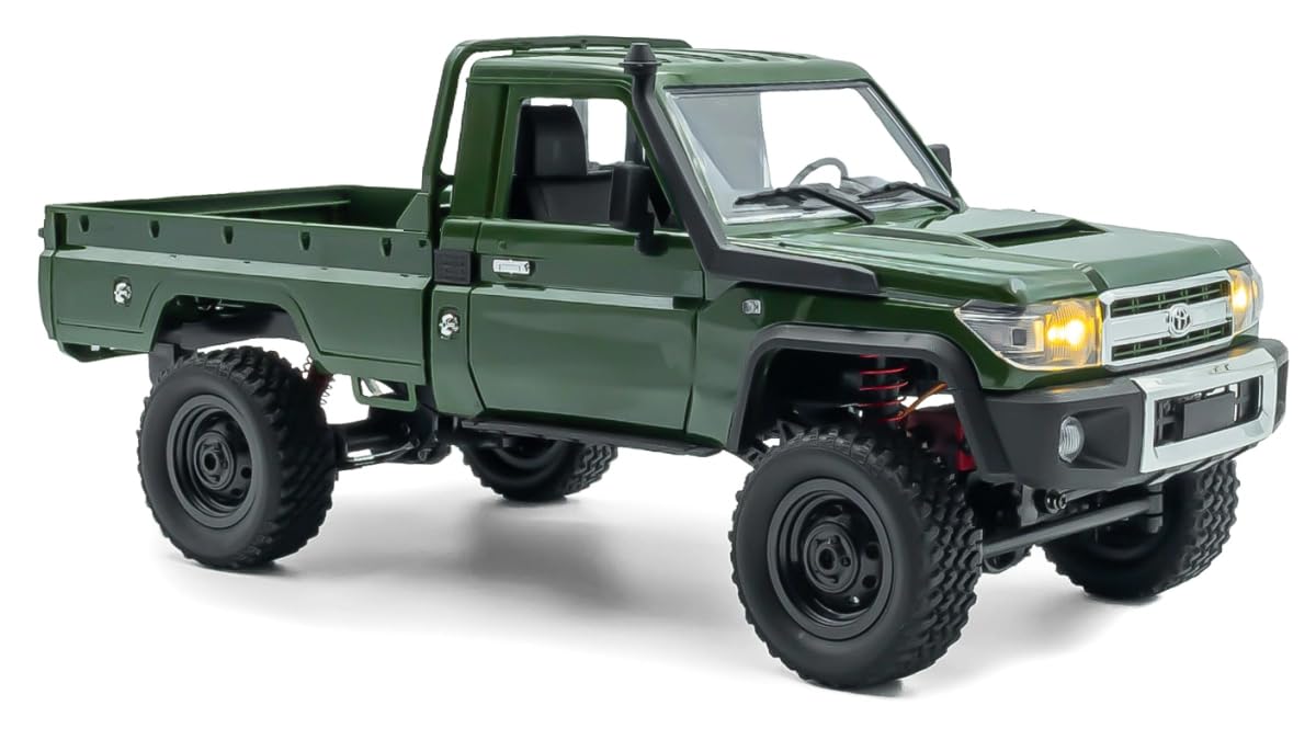 Coche teledirigido resistente 1:12 – Toyota Land Cruiser RC Auto 4WD para exteriores con luz LED, 30 minutos de tiempo de conducción, vehículo todoterreno, coche teledirigido a partir de 6