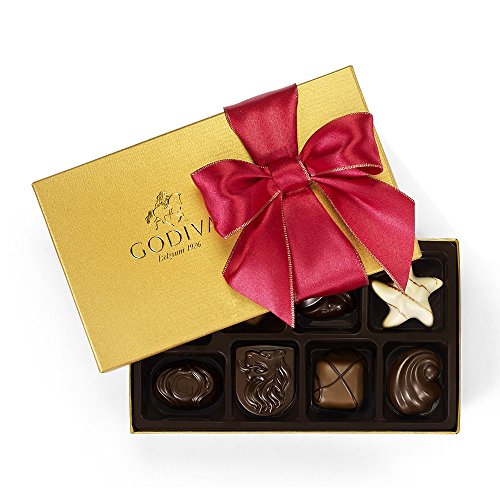 Godiva Chocolatier Holiday Gold Ballotin Gift Box, Assorted Gourmet Chocolates, Great for Hostess Gift, 8 Count