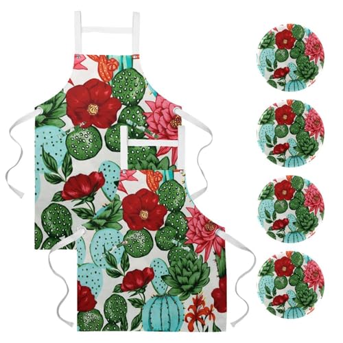Tablier de cuisine contre les taches de graisse et peinture de cactus