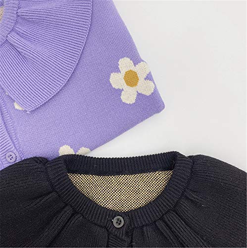 Autumn Winter Baby Girls Cute Daisy Knitted Sweaters Warm Long Sleeve Jacquard Weave Cardigan3