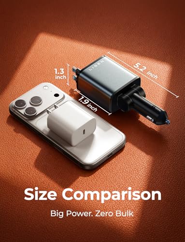 LISEN Retractable Car Charger, Gifts for Fathers Day for Men Dad Husband, 84W Car Charger  - image 8