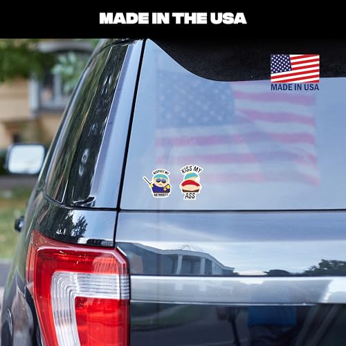 South Park Cartman Vinyl Decals - Set of 4 Waterproof Outdoor Car Stickers for Vehicle Window, Laptop, Water Bottle, Bumper Skateboard Kiss My by WALL PALZ - Image 7
