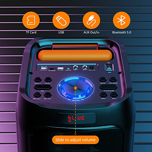 JYX Karaoke Anlage mit 2 drahtlosen Mikrofonen, Großer Lautsprecher Bluetooth mit Rädern und Disco Lichtern, Subwoofer PA System, Party Karaoke Maschine Unterstützung TWS/USB/SD Karte/AUX/Rec