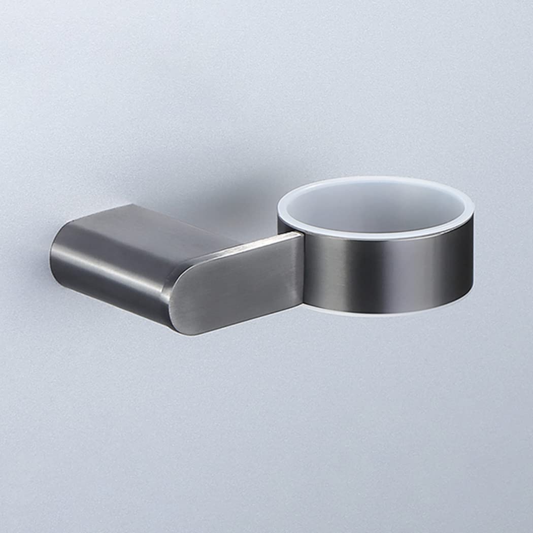 WRIST Zahnbürstenhalter, Zahnbürstenhalter Aus Edelstahl Zur Wandmontage Mit Milchglasbecher Für Den Badezimmer-Organizer, Gun Grey
