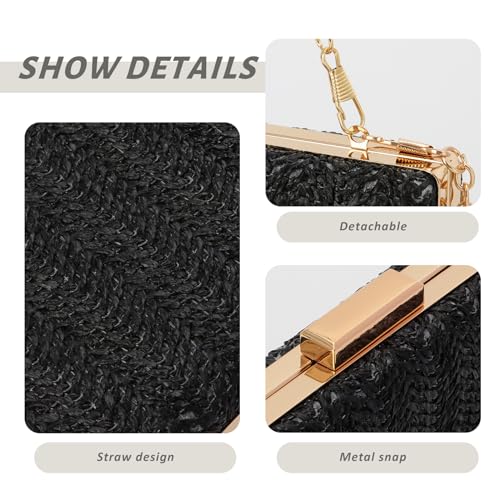 Image of GOKTOW Straw Clutch Purse Raffia Rattan Summer Woven Beach Handbags for Women Vacation Travel 2024