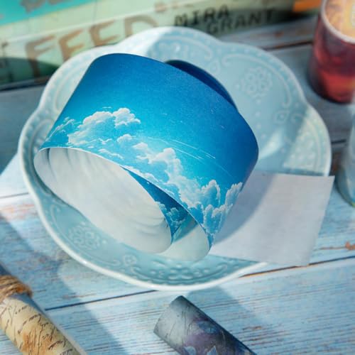 Image of Cloud Washi Tape Set,6 Rolls Scrapbook Sky Stickers Supplies,Self-Adhesive Aesthetic Washi Tape Stickers for Scrapbooking,Bullet Journaling,Wedding Invitation(Speculating Clouds)
