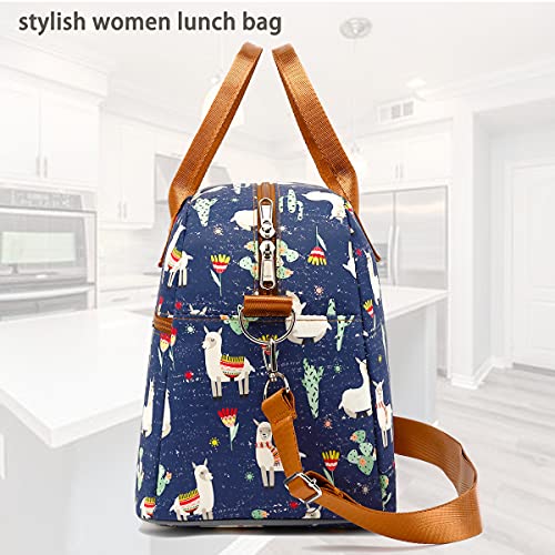 Flowfly Insulated Lunch Bag With Shoulder Strap For Women, Men, And Kids, Large And Reusable, Handle, Freezable Work And School Travel Tote And Meal Prep Organizer,Alpaca #TOP5