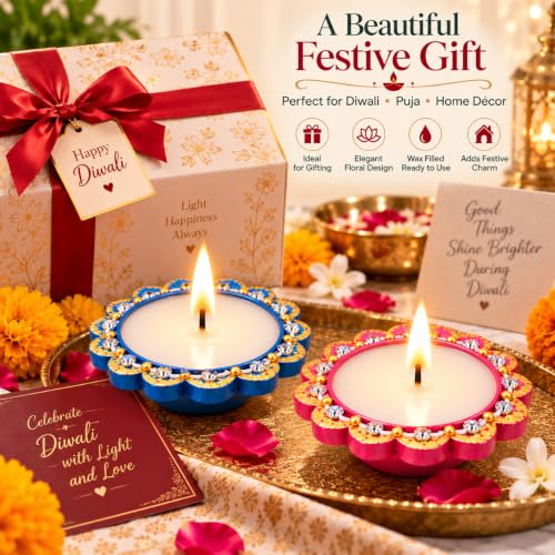 Image of DIVAYANSHI Terracotta Diya with Wax Filled | Traditional Mitti Diya for Diwali Puja & Home Decoration | Ready-to-Light Earthen Oil Lamp for Festive Decor | Pack of- 2