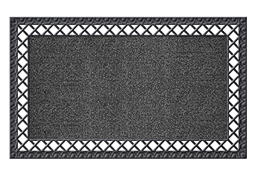 CLEAN MACHINE 10376881, Flint Gray French Quarter Astroturf Dirt Trapper Doormat, 23.5
