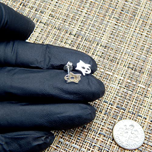 925 Sterling Silver Halloween Ghost Stud Earrings (Nickel Free) #TOP3