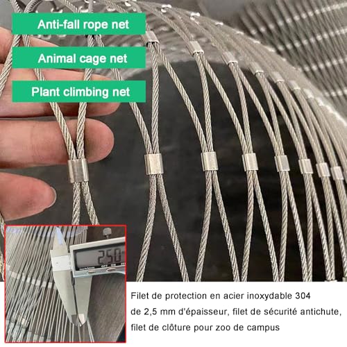 Filet de garde-corps robuste et flexible en câble inox pressé - 4